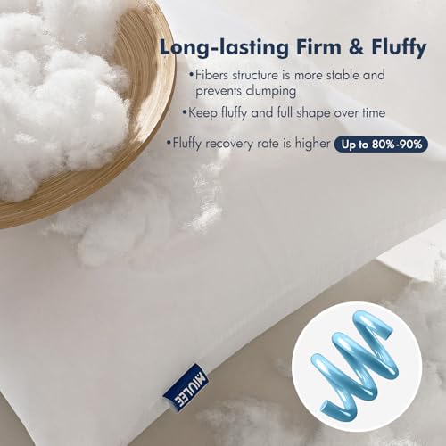 MIULEE 20x26 Throw Pillows Inserts 2 Pack, Decorative Pillows for Couch Bed | 100% Virgin Filling, Full and Fluffy, Lumbar, Back and Neck Support - size: Standard