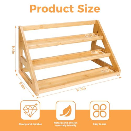 Spice Rack, Spice Organizer -3 Tier Bamboo Spice Racks, Solution for Spice Storage in Kitchens, Countertops，Storage Rooms and Other Places - size: Large
