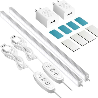 GLVSAE Under Cabinet Lights, 12 Inch Plug in Under Cabinet Lighting, LED Closet Lights, 6000K Cool White Light, Ultra Thin Dimmable Light Bar, Suitable for Kitchen Desk Closet Workbench - size: 12inch-2Pack-with plug