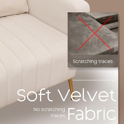 Modern Accent Chair Upholstered Living Room Chair,High Back Arm Chair with Metal Legs Lumbar Reading Chair for Bedroom, Apartment, Small Spaces Velvet Beige - color: B-beige, size: Set of 1