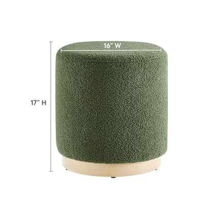 Modway 16" Round Sherpa Upholstered Upholstered Ottoman - color: Moss Green Natural
