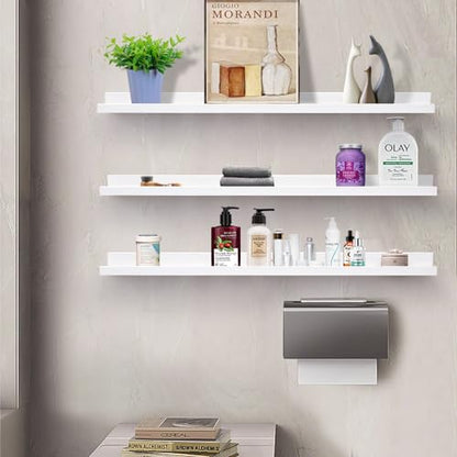 AZSKY 36 Inch Picture Ledge Shelf Floating Shelves Wall Mounted Set of 3 White - color: White, size: 36in set 3