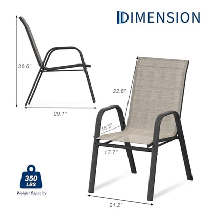 Garvee Patio Chairs Set of 4, Stackable Chairs with High Back for Backyard | All-Weather Outdoor Dining Chairs with Textilene Fabric (Brown) - color: Brown
