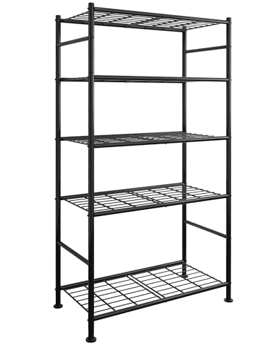 Sakugi Storage Shelves - 5 Tier Shelf Organizer, Heavy Duty Garage Shelving Unit with Leveling Feet, Stable Metal Shelves Organizer for Pantry, Kitchen and Closet, 33.0" W x 12.6" D x 72.0" H, Black - color: Black, size: 33.0W×12.6D×72.0H(5T)