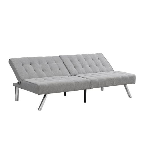 Convertible Futon Sofa Bed, Modern 68'' Fabric Sleeper Couch for Living Room,Guest Bed, Adjustable Backrest, Upholstered Recliner Chair, Loveseat for Compact Small Space Living Room (Gray New) - color: Gray New