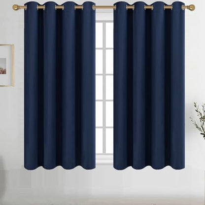 Diraysid Navy Blue Grommet Blackout Curtains for Bedroom Thermal Insulated Room Darkening Curtains Drapes, 52 x 54 inch, 2 Panels - color: Navy Blue, size: 52"W x 54"L (Pack of 2)
