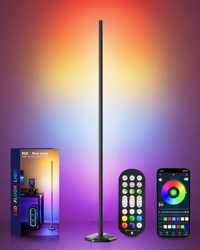 Corner LED RGB Floor Lamp, Smart Dimmable Corner Light with Music Sync, Color Changing Ambient Lighting with App and Remote Control, for Bedroom, Living Room Gaming Room - color: 1 Pack