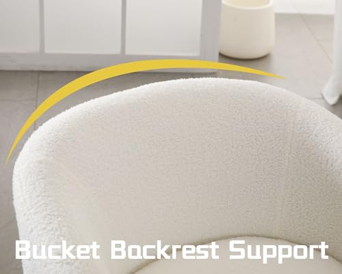 HNY Set of 1 Swivel Barrel Accent Chair, White Boucle | 360° Swivel Cozy Vanity Armchair, Sherpa Round Lounge Reading Chair, Comfy Club Side Chair - size: 1 Chair