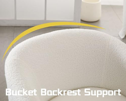 HNY Set of 1 Swivel Barrel Accent Chair, White Boucle | 360° Swivel Cozy Vanity Armchair, Sherpa Round Lounge Reading Chair, Comfy Club Side Chair - size: 1 Chair