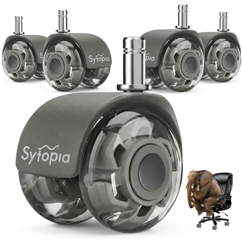 Office Chair Wheels 2" Desk Chair Caster Wheels Smooth Roller Style Quiet for Carpet and Hardwood Floors Universal Fit 11x22 mm Set of 5 Light Grey - color: Light Grey-2 Inch