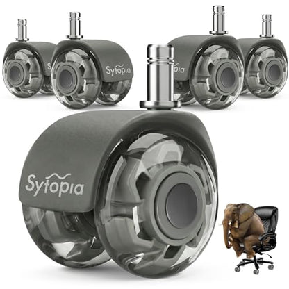 Office Chair Wheels 2" Desk Chair Caster Wheels Smooth Roller Style Quiet for Carpet and Hardwood Floors Universal Fit 11x22 mm Set of 5 Light Grey - color: Light Grey-2 Inch
