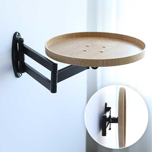Small Round Wall-Mounted Table, Folding Retractable Coffee Table, Made of Solid Wood, Suitable for Home, Shop, Milk Tea Shop and Cake Shop - color: B