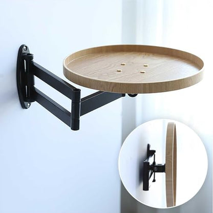 Small Round Wall-Mounted Table, Folding Retractable Coffee Table, Made of Solid Wood, Suitable for Home, Shop, Milk Tea Shop and Cake Shop - color: B