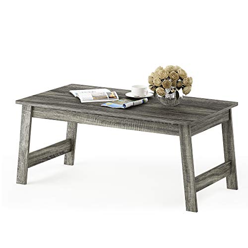Furinno Beginning Coffee Table, French Oak Grey , 19.45D x 35.59W x 15.63H in | H-Legs, Soft Edges, Easy Assembly, Side Table, for Living Room, Bedroom, Home Office - color: French Oak, size: 36 inches, Straight Legs