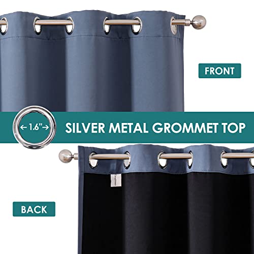 ChrisDowa 100% Blackout Curtains for Bedroom 63 Inches Long 2 Panels Set | 2 Thick Layers, Thermal Insulated, Light Blocking, Grommet, Window Treatment, Living Room Drapes, Stone Blue, 38 x 63 Inch - color: Stone Blue, size: 38"W x 63"L (Pack of 2)