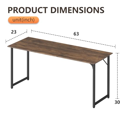 BestOffice Computer Desk,Home Office Desk, Modern Simple Style for Home Office Study Writing (Brown, 63 Inch) - color: Brown, size: 63 Inch