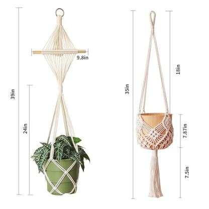 4 Pack Macrame Plant Hangers Indoor Up to 10 inch Pot, Boho Hanging Planters, Plant Holder with 8Pcs Stainless Steel Hooks - color: 4pcs Caramel Hanger