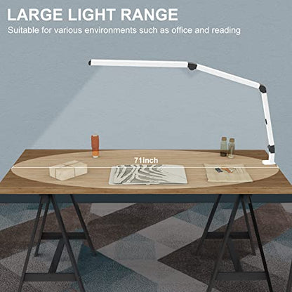 LED Desk Lamp with Clamp, Dual Light Table Lamp with Adjustable Swing Arm, Eye-Care 4 CCT Modes & 5 Brightness Levels Clip-on Architect Modern Desk Light for Home Office Crafting Sewing - color: White+Touch