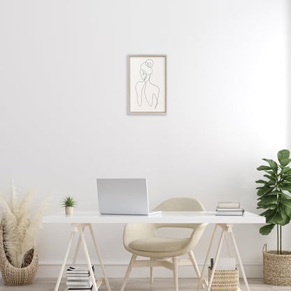 'Minimal Woman Line Drawing'| Framed Giclee Art | Stupell Industries | Gray, 12 x 18 Inches, Easy to Hang and Sturdy, Made in USA, by Creative Studio - color: Farmhouse Gray (Textured), size: 18"L x 12"W