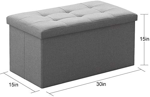 Camabel 30 Inches Folding Storage Ottoman Bench, Ottoman Foot Rest, End of Bed Bench, Storage Chest, Load 660 lb, for Living Room, Bedroom, Entryway Grey - color: Grey
