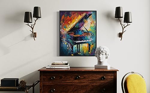 Piano Art Print Poster, Wall Art Painting Decor. Paint Splash Style Artwork. (Piano, 11x14 inches (Unframed)) - color: Piano, size: 14"L x 11"W