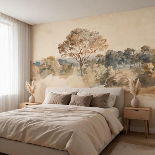 AFZEVEB-Beige Jungle Peel and Stick Wallpaper Walls Mural for Bedroom - color: X808, size: 157" x 108"