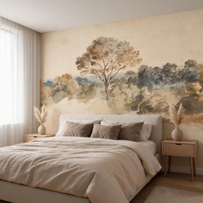 AFZEVEB-Beige Jungle Peel and Stick Wallpaper Walls Mural for Bedroom - color: X808, size: 118" x 84"