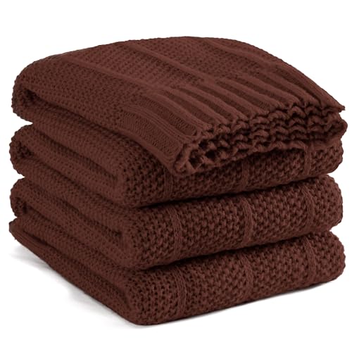 Carriediosa Knit Throw Blanket for Couch 50x60 Stripe Cable Knitted Throws | Dark Brown, Soft Textured Neutral Fall Blankets, Cozy Decorative Home Decor, Cover for Bed, Sofa & Outdoor Use - color: Dark Brown, size: 50" X 60"
