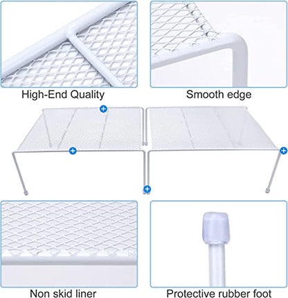 SIBAO Set of 2 Mesh Kitchen Shelves Cabinet Storage Shelf Rack (13.1 x 10.2 Inch) ，Kitchen Bathroom Pantry Cupboard Desk Home Office, Fridge, Cabinet, Bathroom Cupboard (White) - color: White