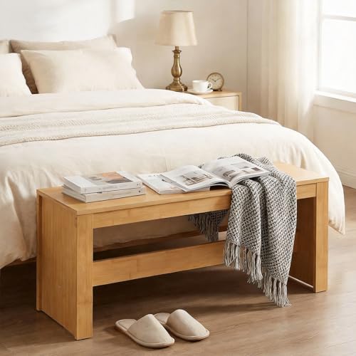 MAHANCRIS Entryway Shoe Rack Bench, 35.4 Inch Bamboo Dining Bench | Table Bench for Living & Dining Room, Kitchen, Bedroom, Bathroom, Hallway, Natural TBNA0501