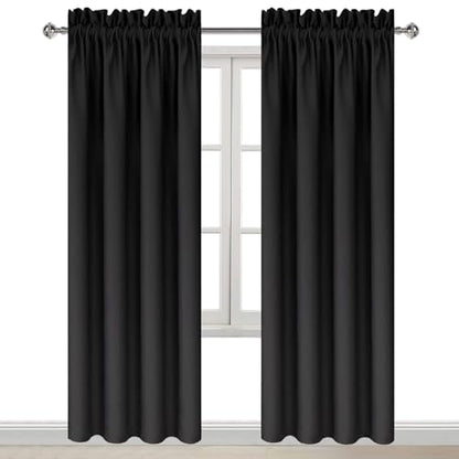 DWCN Blackout Curtains for Bedroom Living Room 42 x 84 Inch Long Black | 2 Panels Set, Room Darkening, Thermal Insulated, Light Blocking, Rod Pocket Drapes, Noise Reducing Window Treatments - color: Black, size: 42"W x 84"L (Pack of 2)