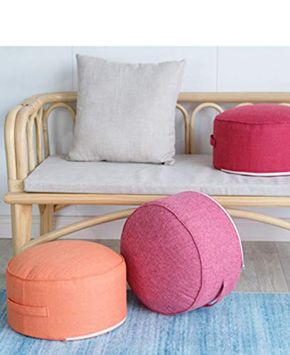 Round Pouf Foot Stools Comfortable Ottoman Floor Seat Cushion Movable Foot Rest Washable Case for Living Room, (Purple) - color: Purple