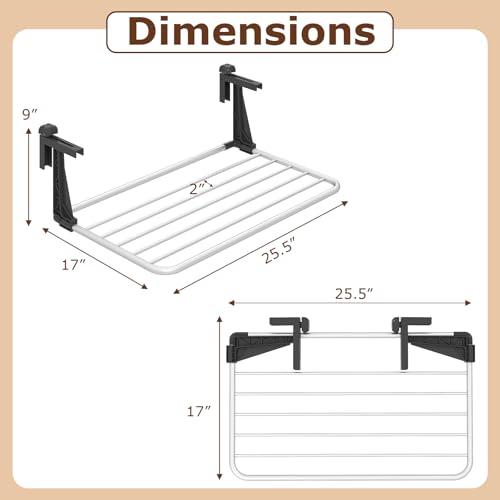 Tangkula Portable Clothes Drying Rack for Indoor & Outdoor Use(Small) | 1.2”-5.1” Adjustable Hook Length for Window sills Radiators Handrails & Guardrails | 2” Hanging Space | Robust Aluminum Frame - size: Small