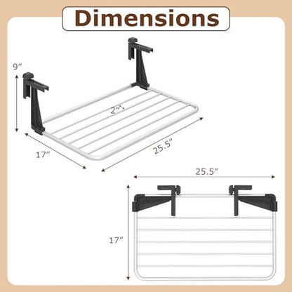 Tangkula Portable Clothes Drying Rack for Indoor & Outdoor Use(Small) | 1.2”-5.1” Adjustable Hook Length for Window sills Radiators Handrails & Guardrails | 2” Hanging Space | Robust Aluminum Frame - size: Small