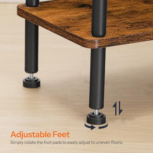 HOOBRO Narrow Side Table, 3-Tier Slim End Table No Tools Needed, Twist-On Assembly, Skinny Nightstand Sofa Storage Shelf for Living Room, Bedroom, Study, Rustic Brown and Black BF246BZ01N1 - color: Rustic Brown + Black