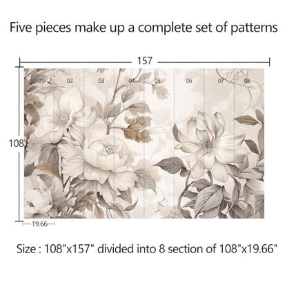 GLWYHY-Warm-Toned Peony Pattern Peel-and-Stick wall Mural-108"x157" | light beige,Wallpaper,Beautiful,Bedroom,background Mural,textural Wallpaper - color: ZZSL-05, size: 108"x157"