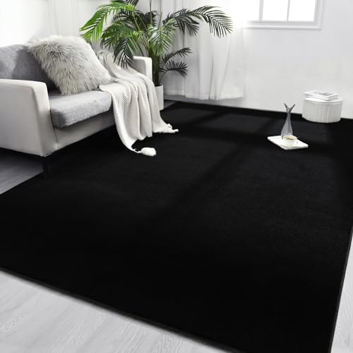 FlyDOIT Area Rugs for Bedroom Living Room, 4x6 Black Super Soft Comfy Thickened Memory-Foam Indoor Carpets, Modern Aesthetic Minimalist Carpet for Boys Girls Adults Apartment Nursery Home Décor - color: Black, size: 4' x 6' (Rectangular)
