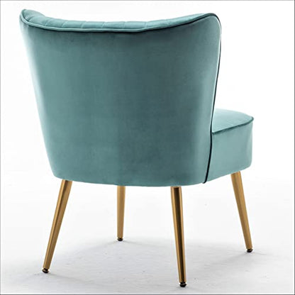 Container Furniture Direct Modern Velvet Accent Chair for Living Room, Bedroom, or Entryway, Stylish and Comfortable Armless Design with Metal Legs, Teal - color: Teal