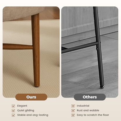 Dining Chairs Set of 6, Linen Upholstered, Solid Wood Legs, Brown | Mid Century Farmhouse, Cross-Brace Reinforced, Padded Cushion, Easy 15-Min Assembly, Kitchen Dining Room - color: Brown, size: Set of 6