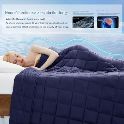 Weighted Blanket (20lbs 80"x87" King Size) Soft Cooling Heavy Blanket Sleeping, Apply to 190-210 lbs Body, Thick Breathable Blanket with Glass Bead, Easy Care - color: 01-navy Blue, size: 80"×87"-20lbs