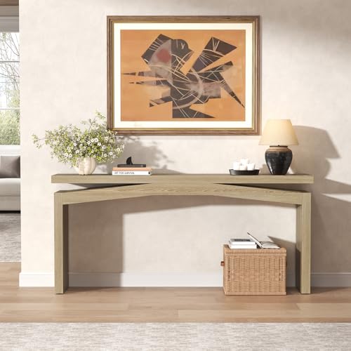 63 Inch Console Table for Entry Way Modern, Light Tan Wood | Farmhouse Entrance Tables Narrow Long, Wooden Couch Table Behind Sofa for Entryway, Living Room - color: Light Tan Wood