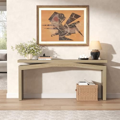 63 Inch Console Table for Entry Way Modern, Light Tan Wood | Farmhouse Entrance Tables Narrow Long, Wooden Couch Table Behind Sofa for Entryway, Living Room - color: Light Tan Wood