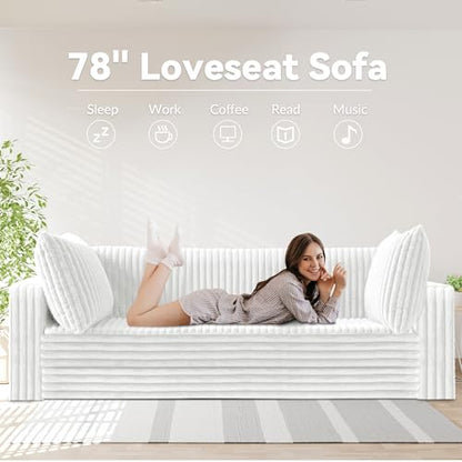 78" Loveseat Boneless Couch,4-in-1 Convertible Sofa Bed | Plush Fur Folding Futon Sofa Bed Couches w/1-Pillow for Living Room,High-Density Foam,No Assembly Required(King Beige) - color: Beige, size: King