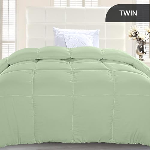 Utopia Bedding Twin Comforter, Duvet Insert, Sage Green, 64 x 88 Inches | Soft and Fluffy Down Alternative Bed Comforter, All Season, Breathable, Corner Tabs, Box Stitched, Durable, Machine Washable - color: Sage Green, size: Twin
