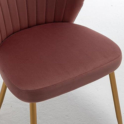 GDFStudio 30.71" Modern Velvet Accent Chair, Comfy Lounge Chair, Upholstered Side Chair with Channel Tufted Back, Gold Metal Legs, Armless Reading Chair for Living Room Bedroom Small Spaces, Rose - color: Rose + Polyester