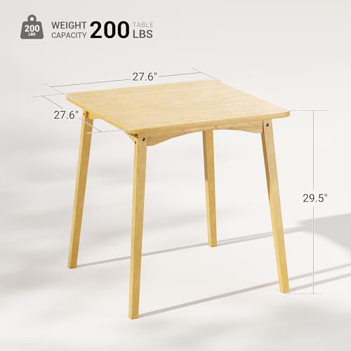 Bamboo Dining Table, Small Kitchen Table for 2, 27.6" Square Dining Tables for Small Space, Easy Assembly, Dinner Table for Dining Room, Living Room, Kitchen, Office(Natural) - color: Natural