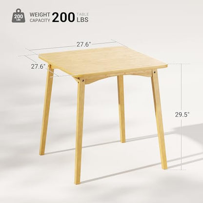 Bamboo Dining Table, Small Kitchen Table for 2, 27.6" Square Dining Tables for Small Space, Easy Assembly, Dinner Table for Dining Room, Living Room, Kitchen, Office(Natural) - color: Natural