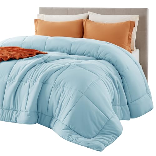 Bedsure Comforter Duvet Insert - Quilted Comforters Queen Size, All Season Duvet, GentleSoft Down Alternative Bedding, with 8 Tabs, Gifts for Women/Men, Light Spa Blue, Queen 88 x 88 Inches - color: Aqua, size: Queen