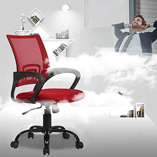 Office Chair Ergonomic Cheap Desk Chair Mesh Executive Computer Chair with Arms for Back Pain, Set of 2 - color: Red, size: 2 Pcs