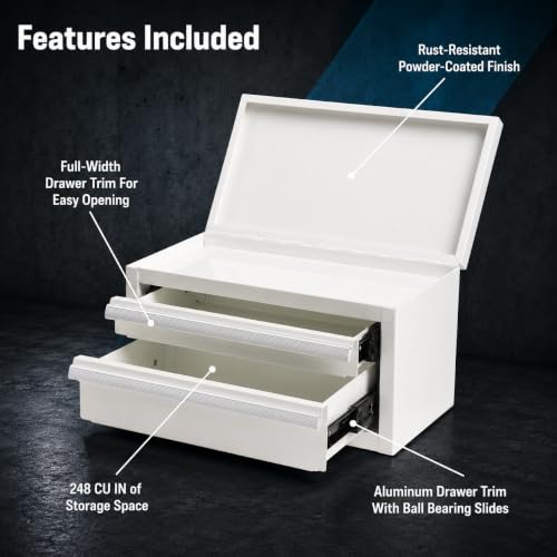 Mini 2-Drawer Steel Tool Box White - color: White, size: 2 Drawer